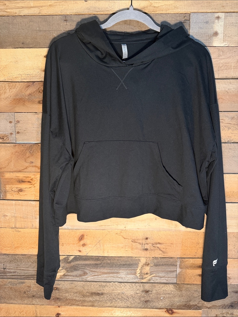 Fabletics Black Cropped Hoodie Sweatshirt